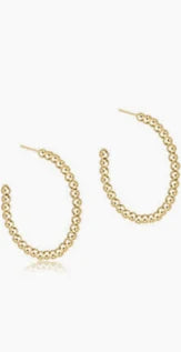 Beaded Classic 1.25" Post Hoop - 3mm Gold