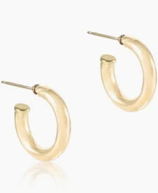 Round Gold 1" Post Hoop - 4mm - Smooth
