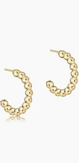 Beaded Classic 1" Post Hoop - 3mm Gold