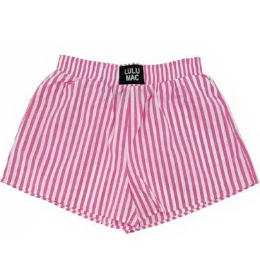 LADIES PINSTRIPED BOXER SHORTS