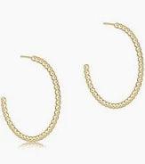 Beaded Classic 1.25" Post Hoop - 2mm Gold