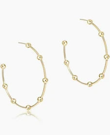 Beaded Simplicity 1.5" Post Hoop - 4mm Gold