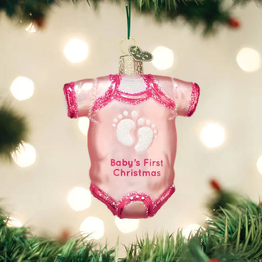 OWC ORNAMENT - PINK BABY ONESIE