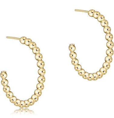 Beaded Classic 1.25" Post Hoop - 4mm Gold