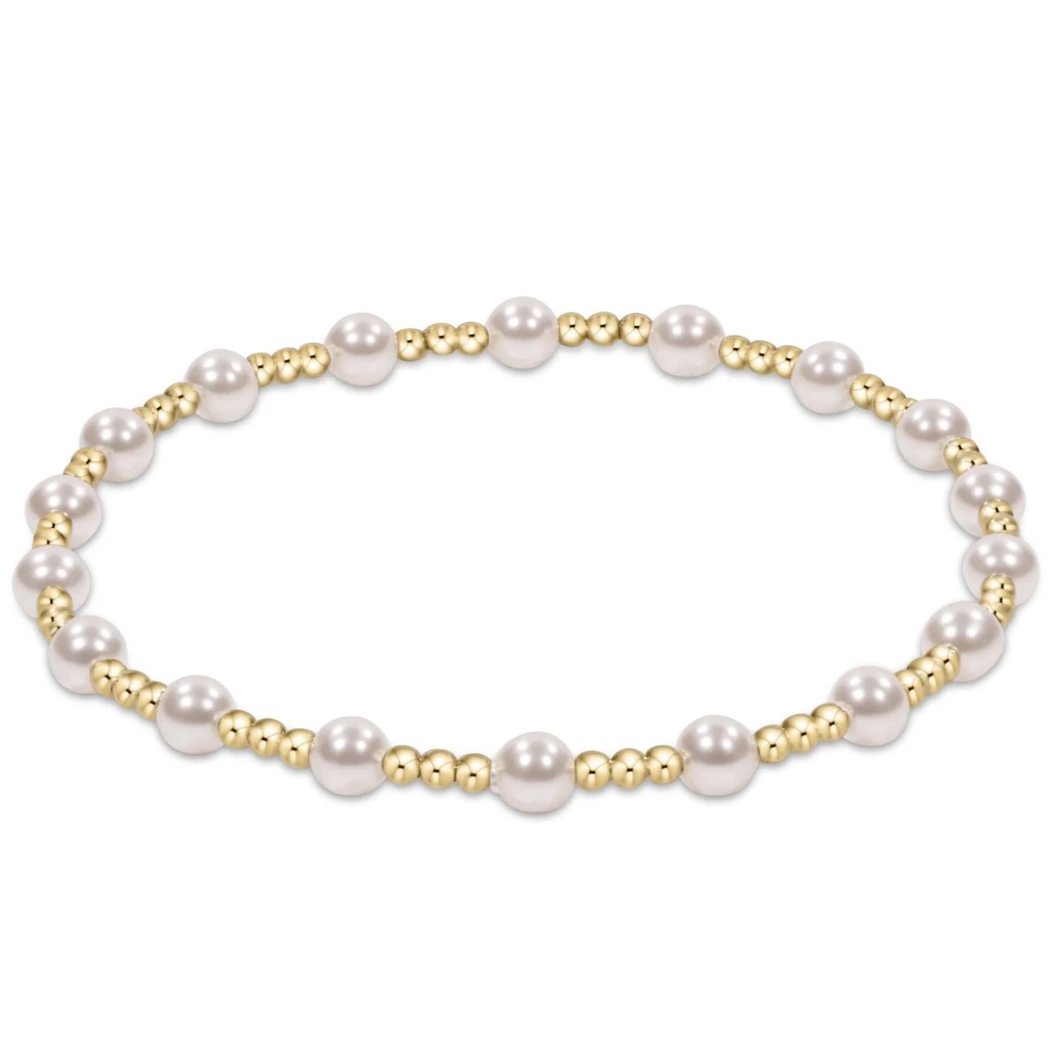 Dignity Sincerity Pattern 4mm Bead Bracelet - Pearl