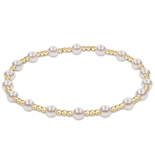 Dignity Sincerity Pattern 4mm Bead Bracelet - Pearl