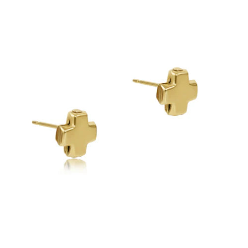 Signature Cross Small Gold Stud - Gold