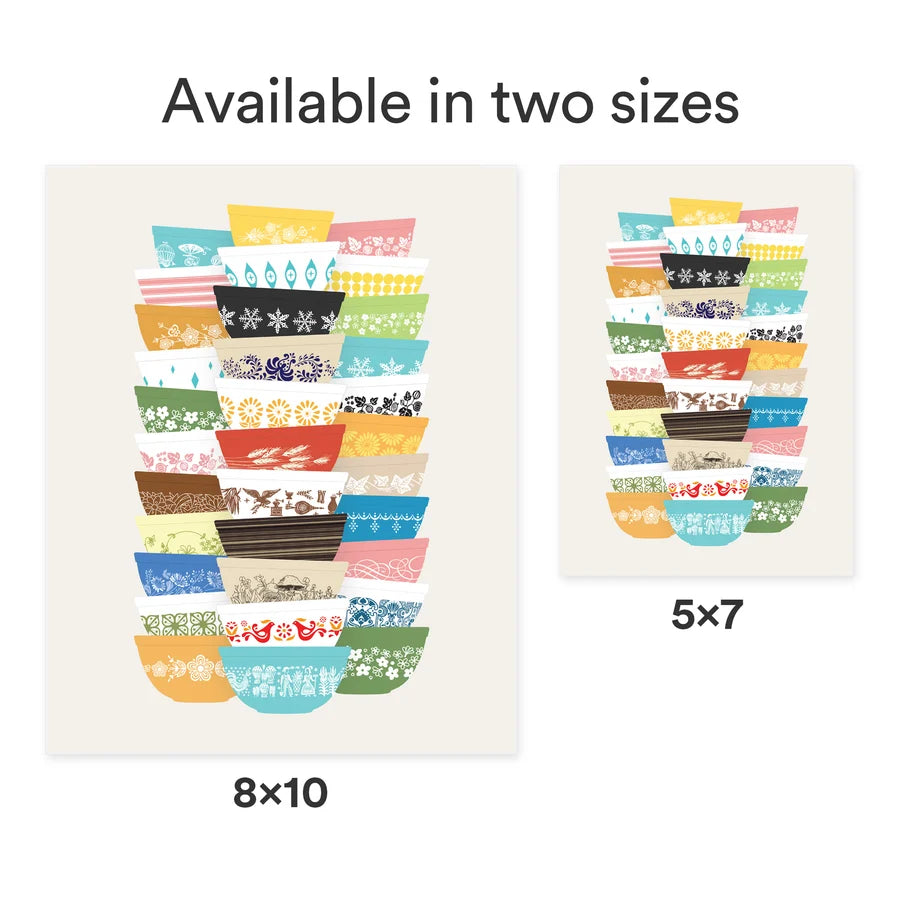 VINTAGE BOWL STACKS PRINT - WALL ART