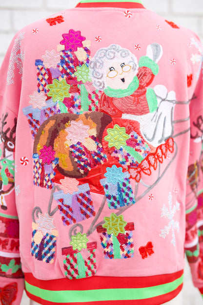 HOT PINK VINTAGE MRS. CLAUS SLEIGH SWEATSHIRT