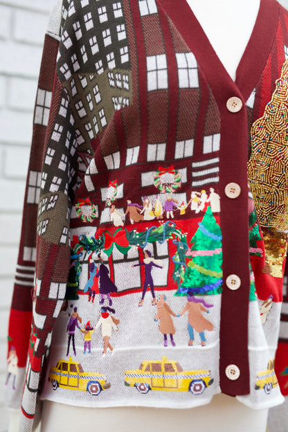 MULTI ROCKEFELLER CENTER BUTTON UP CARDIGAN