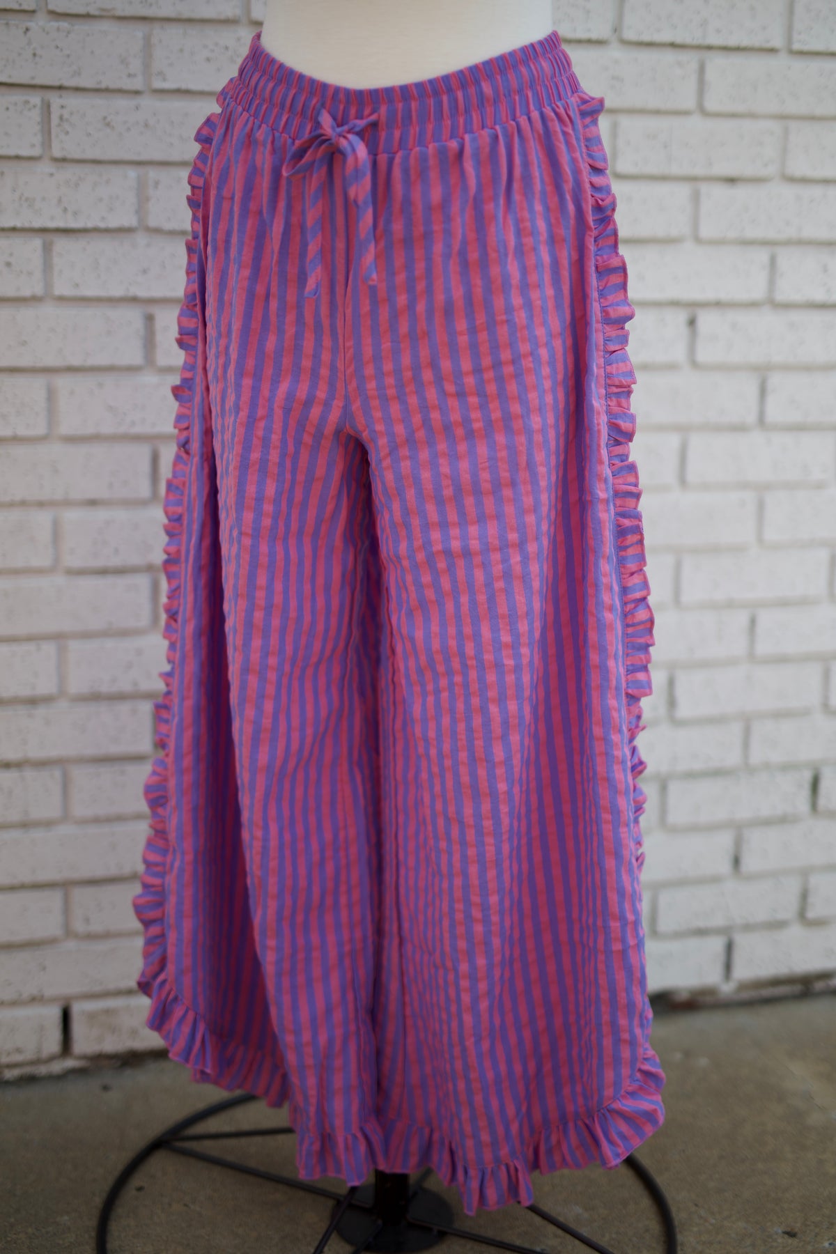 BREEZY STRIPE LINEN WIDE LEG PANTS