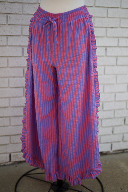 BREEZY STRIPE LINEN WIDE LEG PANTS