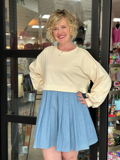 Ivory Two-Toned Sweatshirt Dress