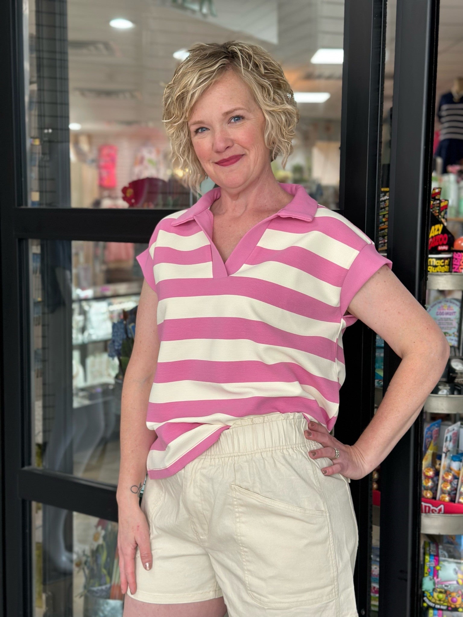 Cream PaperBag-Waist Shorts