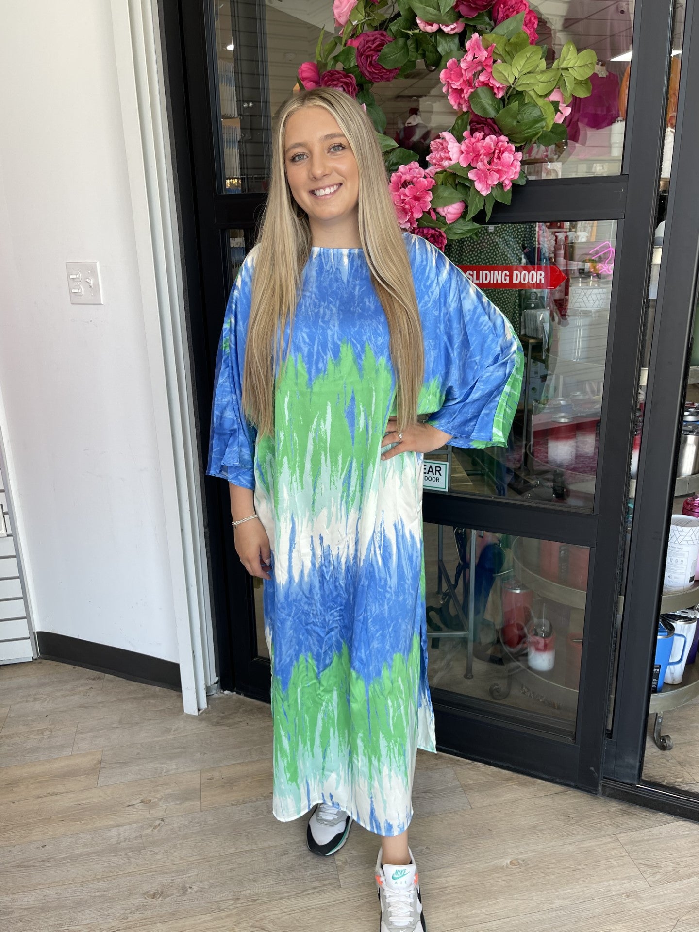 Green & Blue Tie-Dye Maxi Dress