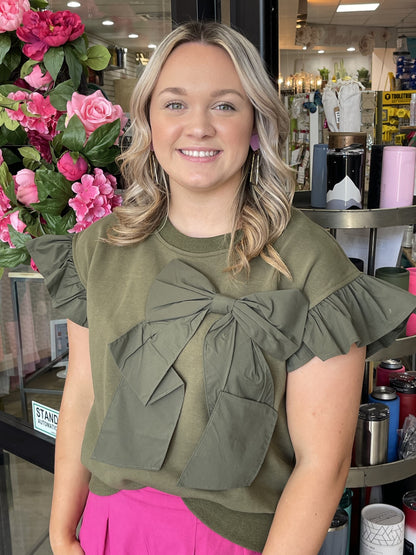 Blouse with Large Bow Accent