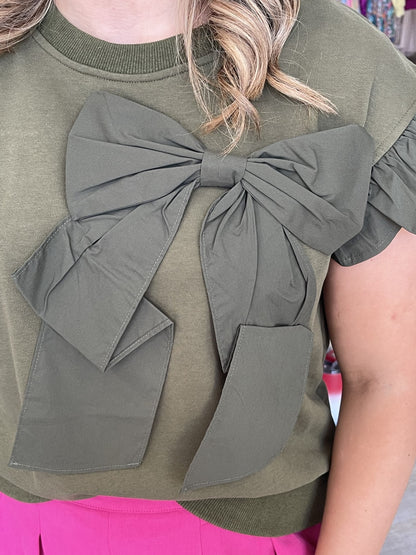 Blouse with Large Bow Accent