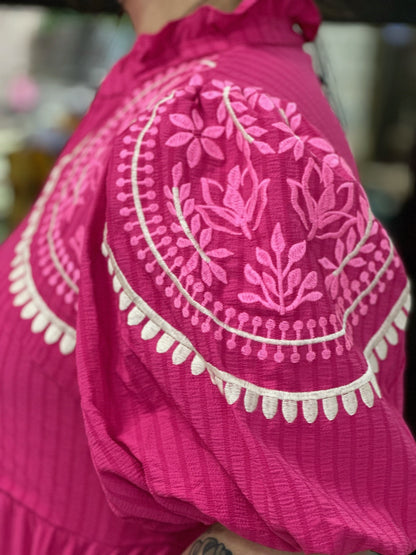 Season of Love Pink Embroidered Dress