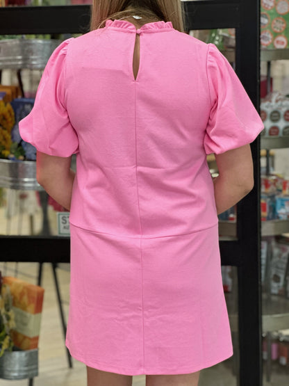 Pretty In Pink Puff Sleeve Dress