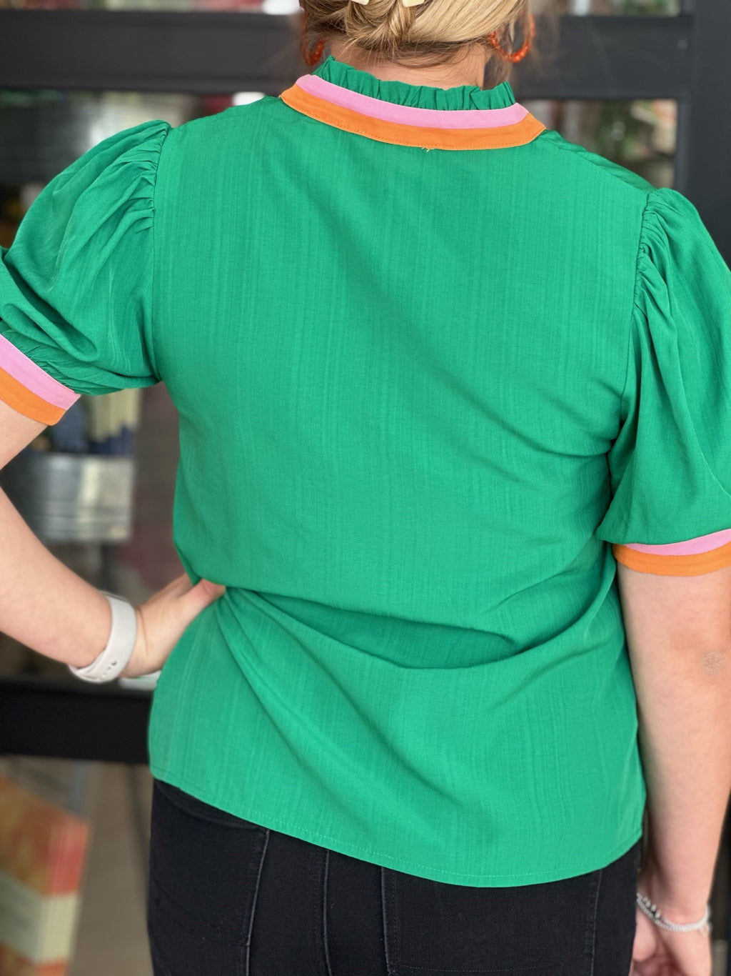 Say Less Striped Collared Blouse