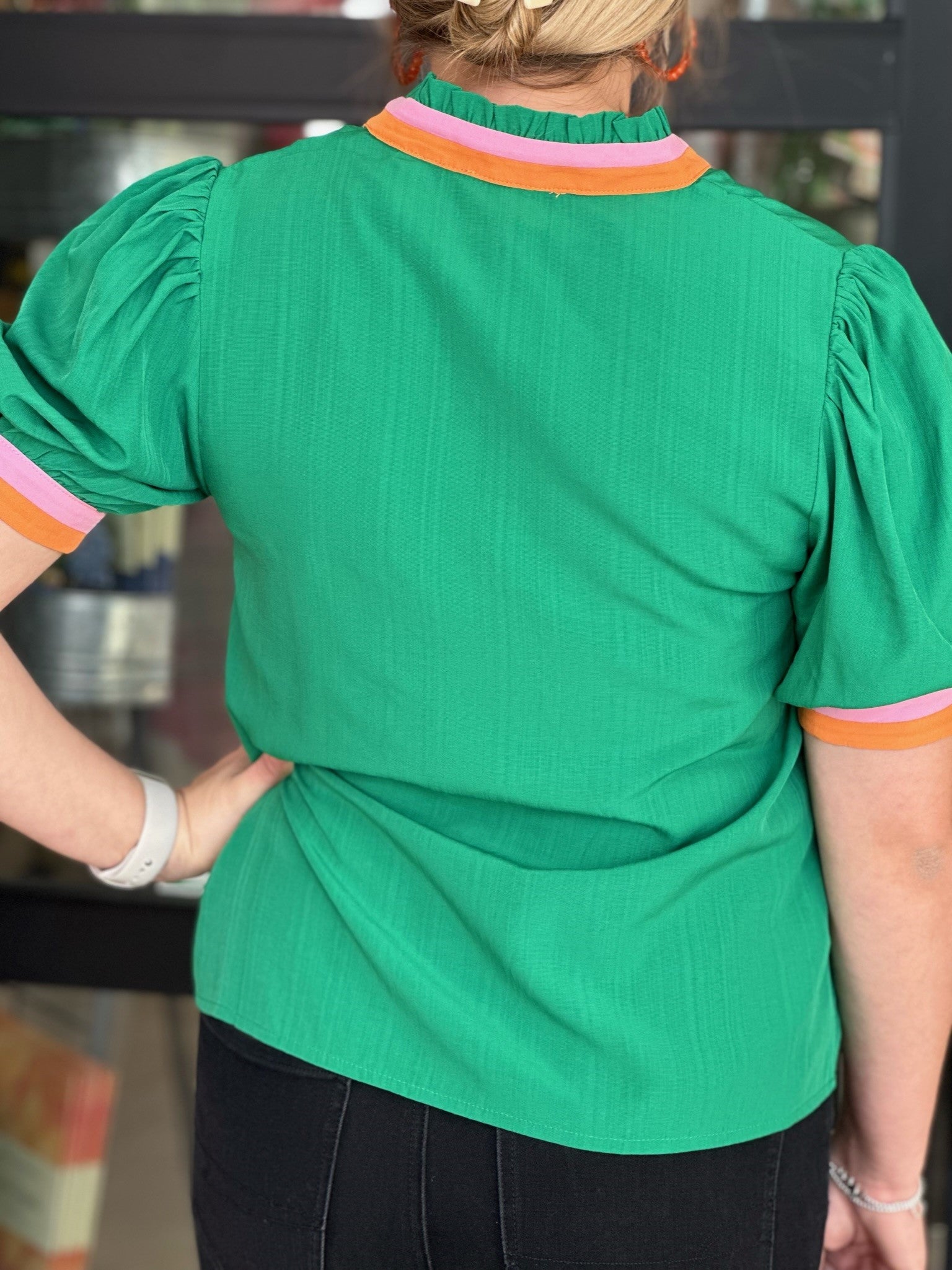 Say Less Striped Collared Blouse