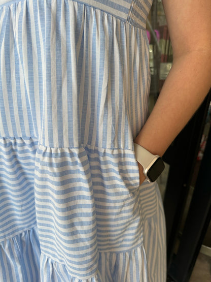 Baby Blue Striped Tank Dress