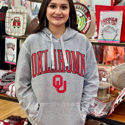 OU Sooners Gray Ribbed Hoodie