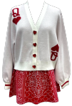 WHITE QUEEN OF HEARTS CARDIGAN & SKIRT SET