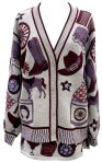 WHITE AND PURPLE WESTERN ICON CARDIGAN