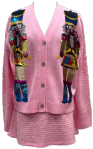 Pink Shard Sequin Sleeve Nutcracker Cardigan