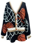 BLACK BASKETBALL NET BUTTON UP CARDIGAN AND SKIRT SET