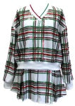 RED WHITE AND GREEN PLAID V-NECK SWEATSHIRT & SKORT SET