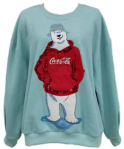 QUEEN OF SPARKLES ICY BLUE COCA COLA POLAR BEAR SWEATSHIRT