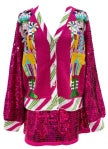 Hot Pink Peppermint Nutcracker Shard Sequin Sleeve Cardigan