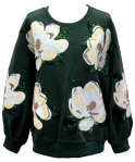 DARK GREEN MAGNOLIAS SWEATSHIRT