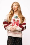 BEIGE CHRISTMAS CARDINALS UNDER MISTLETOE SWEATSHIRT