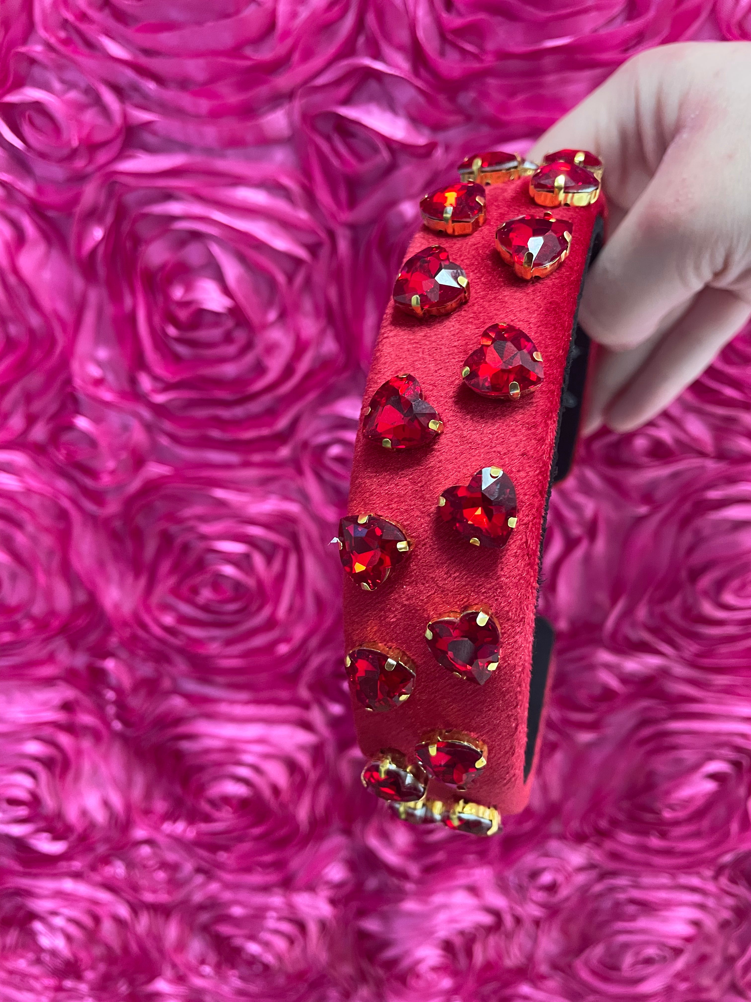 Brianna Cannon Thin Red Velvet Headband with Red Hearts - Pharm Favorites by Economy Pharmacy