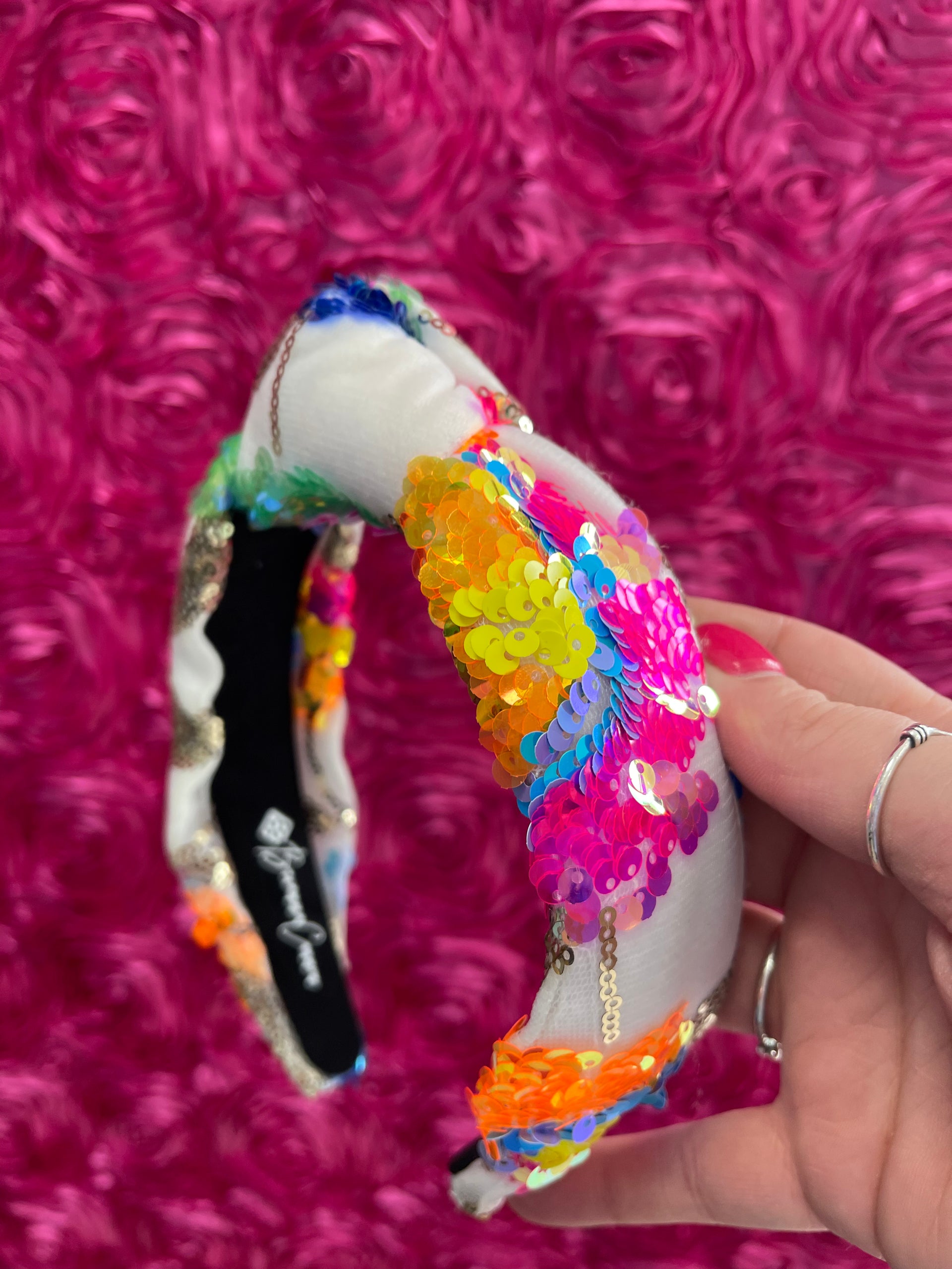 Brianna Cannon Bright Floral Sequin Knotted Headband – Pharm  display picture 2