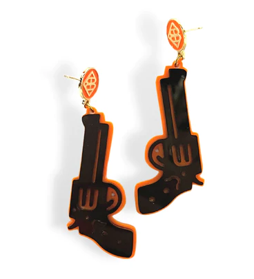 Black and Orange Pistol Earrings