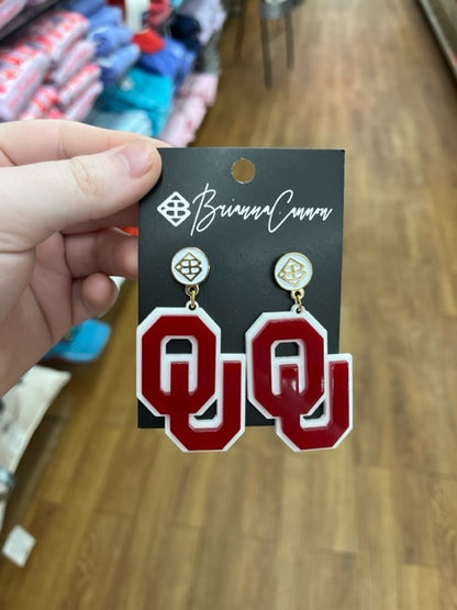 Crimson & White OU Earrings - Pharm Favorites by Economy Pharmacy