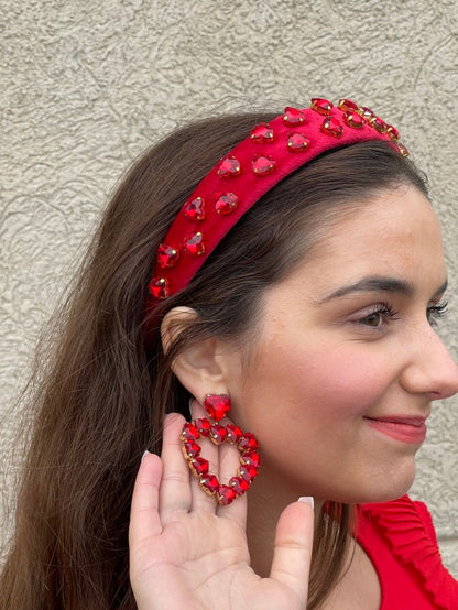 Brianna Cannon Thin Red Velvet Headband with Red Hearts - Pharm Favorites by Economy Pharmacy