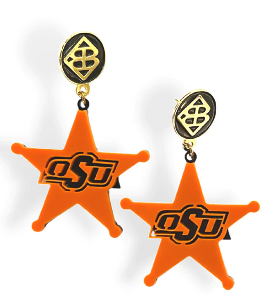 Orange And Black OSU Star Earrings