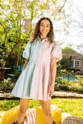 Split Color Sequin Stripe Collar Dress - Pharm Favorites by Economy Pharmacy