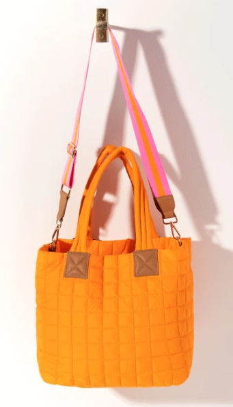 Ezra Quilted Nylon Tote, Orange - Pharm Favorites by Economy Pharmacy
