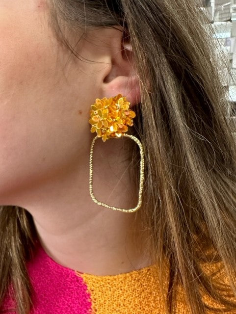Orange Cluster Earrings