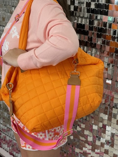 Ezra Quilted Nylon Tote, Orange - Pharm Favorites by Economy Pharmacy