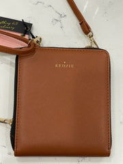 Kedzie Brown Vegan Leather Clam Crossbody